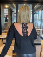 Kadın Uzun Kollu V Yakalı Pencere Sırt Dantel Detaylı Kalın Fitilli Kaşkorse Bluz - Görsel 4