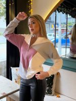 Kadın Uzun Kollu önden Fermuar Detaylı Desenli şardonlu Dalgıç Bluz - Görsel 2