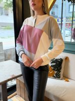 Kadın Uzun Kollu önden Fermuar Detaylı Desenli şardonlu Dalgıç Bluz - Görsel 3