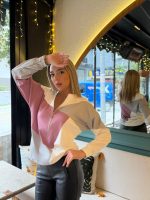 Kadın Uzun Kollu önden Fermuar Detaylı Desenli şardonlu Dalgıç Bluz - Görsel 4