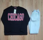 Kadın İçi Polarlı Üç İplik Kumaş Chicago Baskılı İkili Takım - Görsel 2