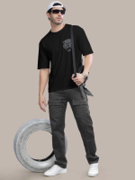 Erkek Baskılı Oversize T-shirt - Görsel 4