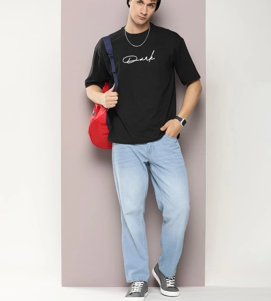 Erkek Baskılı Oversize T-shirt