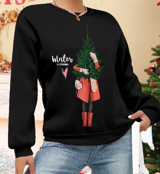 Kadın Uzun Kollu Bisiklet Yaka Desenli Viskon Iki Iplik Bluz