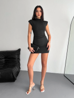 Yarım Bogazlı Kolsuz Mini Boy Elbise - Görsel 4