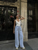 Arkadan Yırtmaçlı Jeans Kot Palazzo Pantolon - Görsel 3