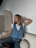 Triko Kolsuz Düğmeli Yelek - Görsel 3