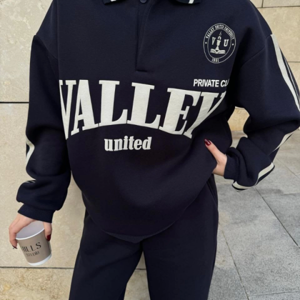 Üç İplik Yakalı Sweat Baggy Pantalonlu Takım