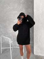 Samuray ZIP Fermuarlı Kapüşonlu SweatShirt- Siyah - Görsel 3