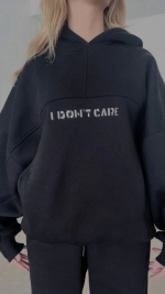 Nakış İşlemeli Üç İplik Sweat Takım- Siyah - Görsel 3