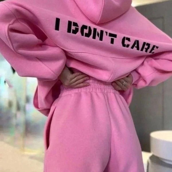 Nakış İşlemeli Üç İplik Sweat Takım- Pembe