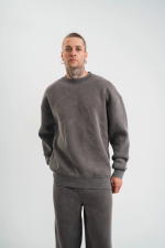 Unisex Uzun Kol Bisiklet Yaka Yıkamalı SweatShirt
