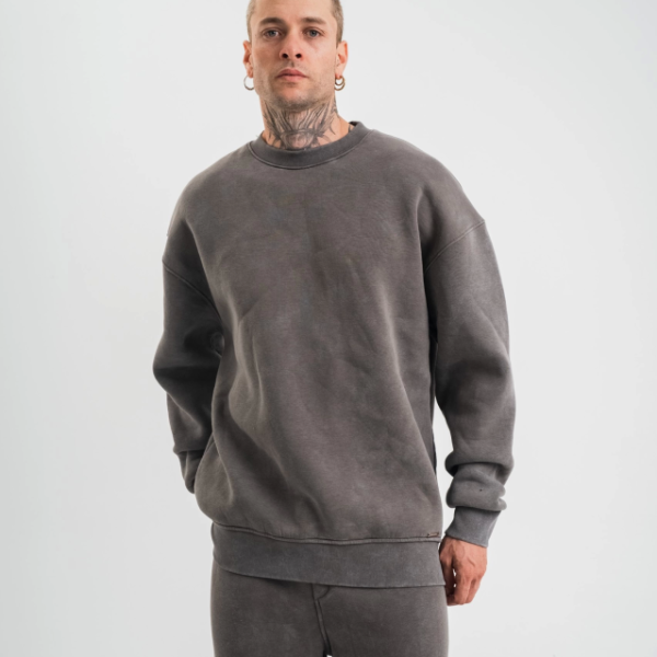 Unisex Uzun Kol Bisiklet Yaka Yıkamalı SweatShirt