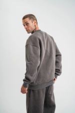 Unisex Uzun Kol Bisiklet Yaka Yıkamalı SweatShirt - Görsel 4