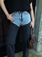 Jeans Kot Parçalı Palazzo Pantolon - Görsel 2