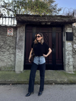 Jeans Kot Parçalı Palazzo Pantolon - Görsel 3