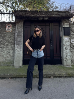 Jeans Kot Parçalı Palazzo Pantolon - Görsel 4