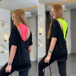 Kadın İki İplik Kumaş Sırt Neon Detay Bluz - Görsel 5