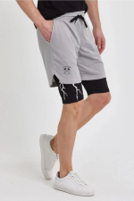 Unisex Baskılı İç Cepli Sporcu Alt Taytlı Şort