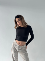Sırt Dekoltelı Uzun Kollu Crop