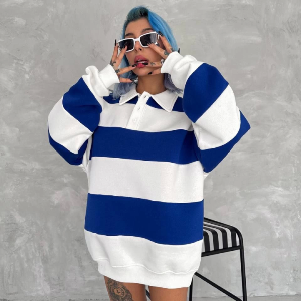 Unisex Üç İplik Parçalı Yakalı SweatShirt