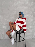 Unisex Üç İplik Parçalı Yakalı SweatShirt - Görsel 4