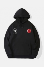 10 Kasıma Özel Üç İplik Kapşonlu Baskılı SweatShirt