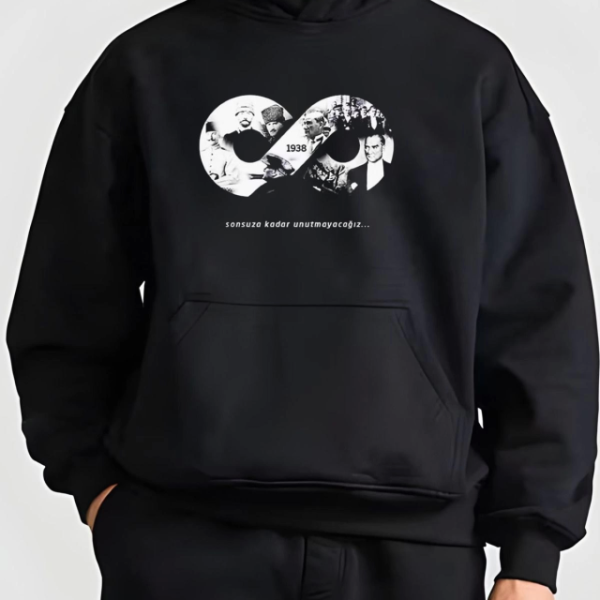 10 Kasıma Özel Üç İplik Kapşonlu Baskılı SweatShirt