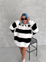 Unisex Üç İplik Parçalı Yakalı SweatShirt - Görsel 3