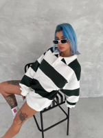 Unisex Üç İplik Parçalı Yakalı SweatShirt