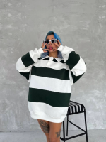 Unisex Üç İplik Parçalı Yakalı SweatShirt - Görsel 4