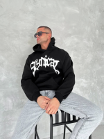 Unisex Üç İplik Kapşonlu Baskılı SweatShirt - Görsel 3