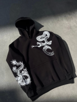 Uzun Kol Kapşonlu Baskılı SweatShirt - Görsel 3