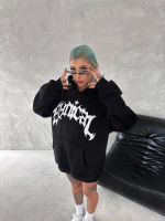 Unisex Üç İplik Kapşonlu Baskılı SweatShirt - Görsel 2