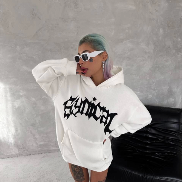 Unisex Üç İplik Kapşonlu Baskılı SweatShirt