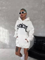 Unisex Üç İplik Kapşonlu Baskılı SweatShirt - Görsel 2