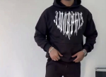 Uzun Kol Kapşonlu Baskılı SweatShirt - Görsel 3