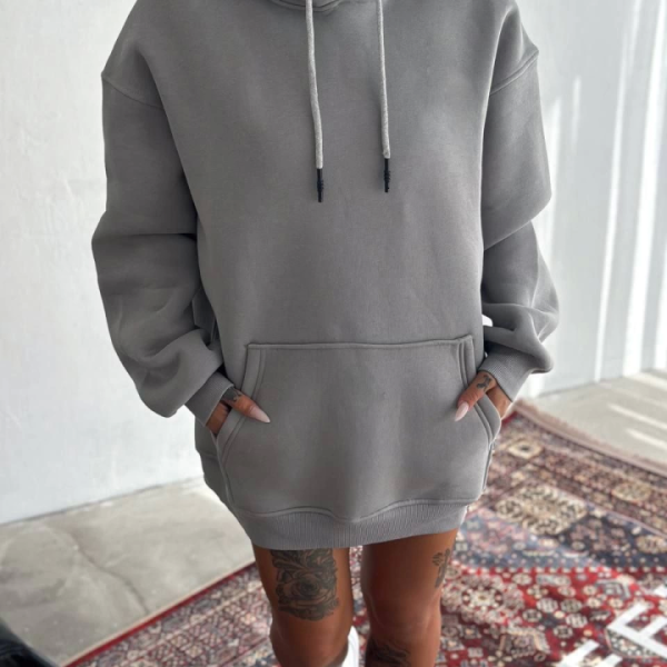 Kapşonlu Üç İplik Penye Basic SweatShirt