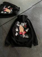 Üç İplik Penye Uzun Kol Kapşonlu Baskılı SweatShirt - Görsel 3