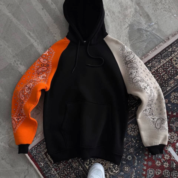 Üç İplik Penye Kapşonlu Parçalı SweatShirt