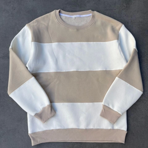 Parçalı Bisiklet Yaka Baskılı SweatShirt
