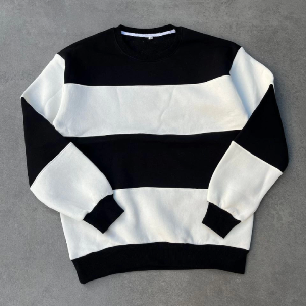 Parçalı Bisiklet Yaka Baskılı SweatShirt