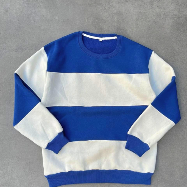 Parçalı Bisiklet Yaka Baskılı SweatShirt