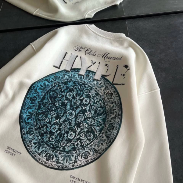 Üç İplik Bisiklet Yaka Baskılı SweatShirt