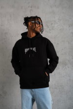 Erkek Kordon İpli Baskılı Kapüşonlu Sweatshirt