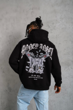 Erkek Kordon İpli Baskılı Kapüşonlu Sweatshirt - Görsel 2
