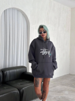 Üç İplik Kapşonlu Baskılı SweatShirt - Görsel 3