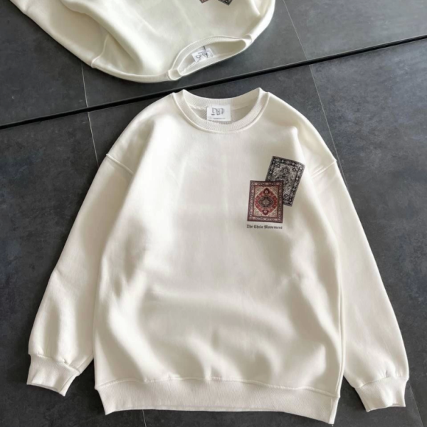 Bisiklet Yaka Baskılı SweatShirt