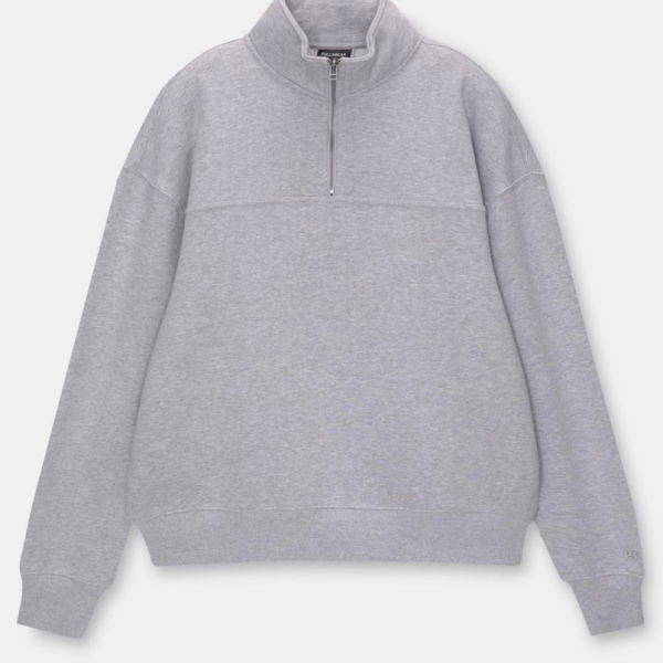 Oversize Yarım Farmuarlı Yakalı Basic SweatShirt