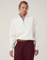 Oversize Yarım Farmuarlı Yakalı Basic SweatShirt
